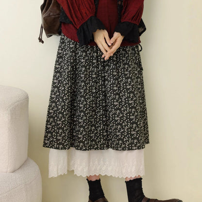 Artistic Printed A-Line Skirt with Tie Detail