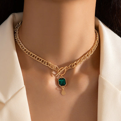 Fashionable Vintage Green Drop Pendant Layered Y-Necklace