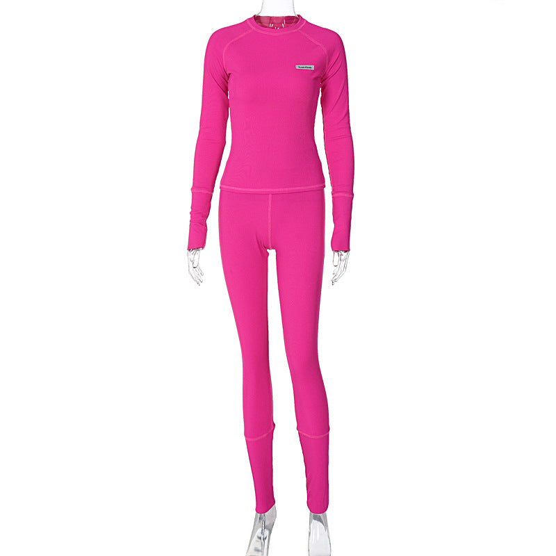 Trendy Sports Yoga Outfit with Long Sleeve Top and Pants