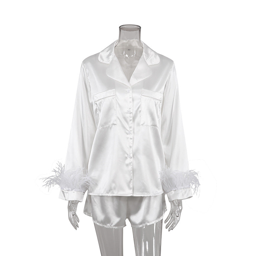 Feather Solid Color Sleepwear Sets