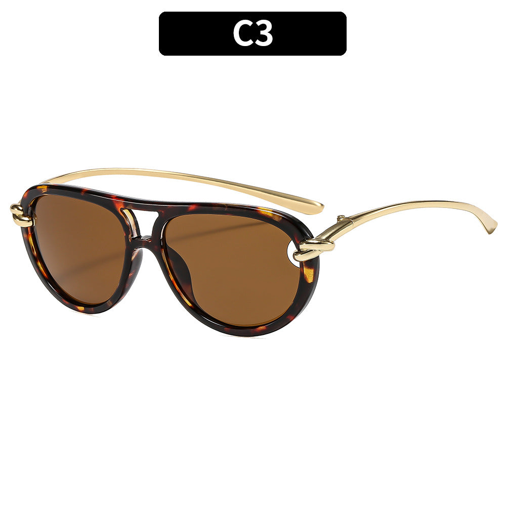 Trendy Knot Double Beam UV400 Sunglasses for Outdoor Activities
