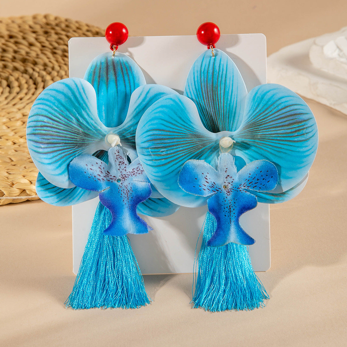 Colorful Orchid Flower Earrings Fresh Atmosphere