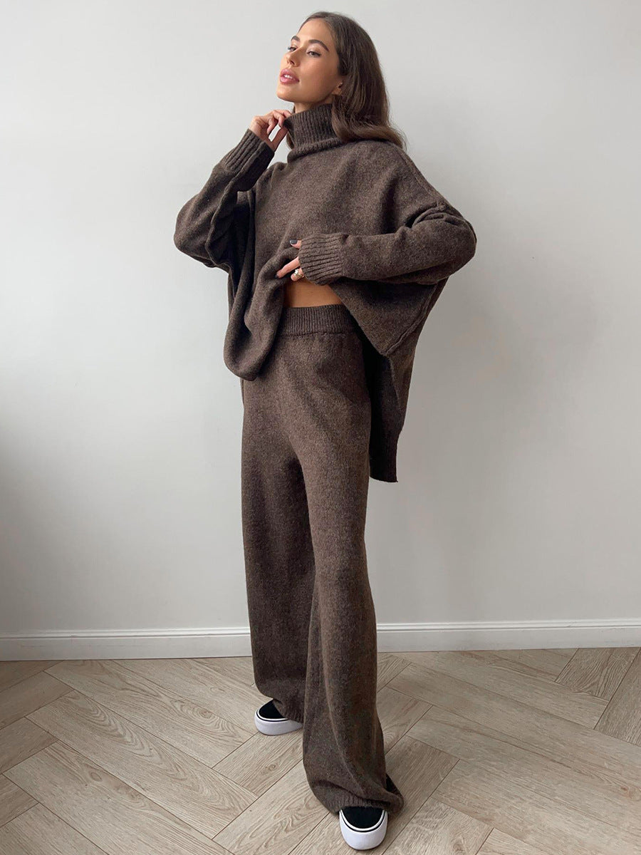 Loose High Collar Knit Sets