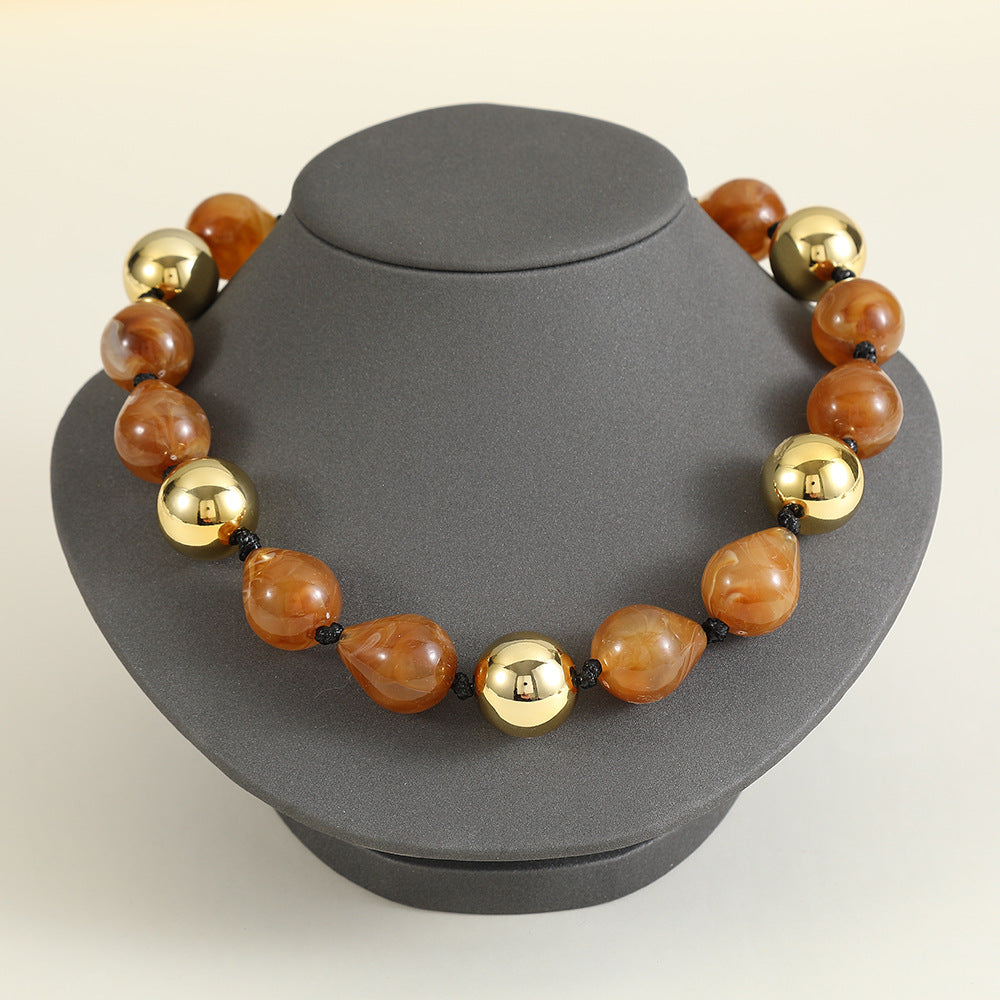 Bold Punk Color Block Necklace - Handmade Acrylic Bead Statement Jewelry