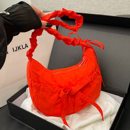 Trendy Casual Nylon Crossbody Bag With Drawstring Closure