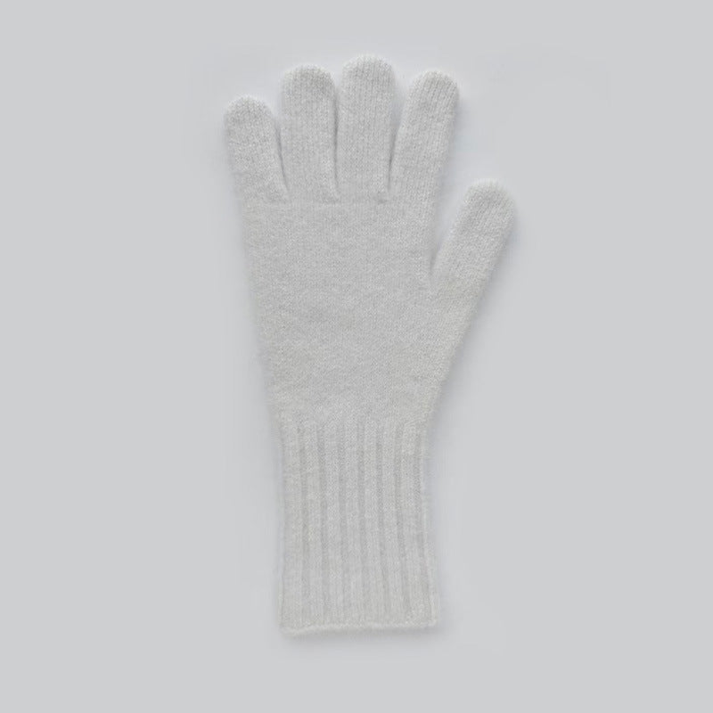 Raccoon Fur Knitted Touchscreen Gloves Stylish Long Warm Five-Finger Winter Gloves