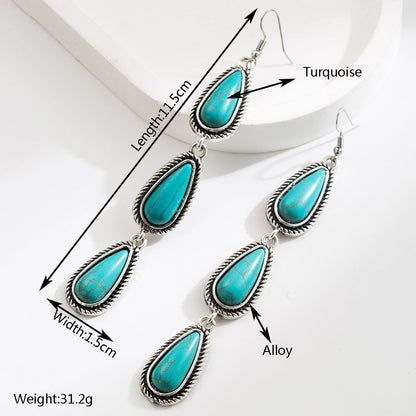 Bohemian Turquoise Waterdrop Earrings Creative Fashion Jewelry