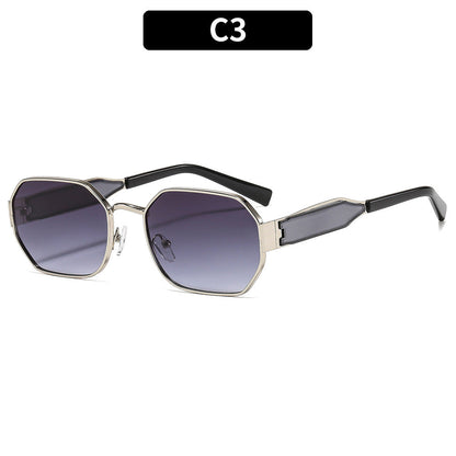Polygon Metal Sunglasses UV400 Protection Trendy Outdoor Glasses