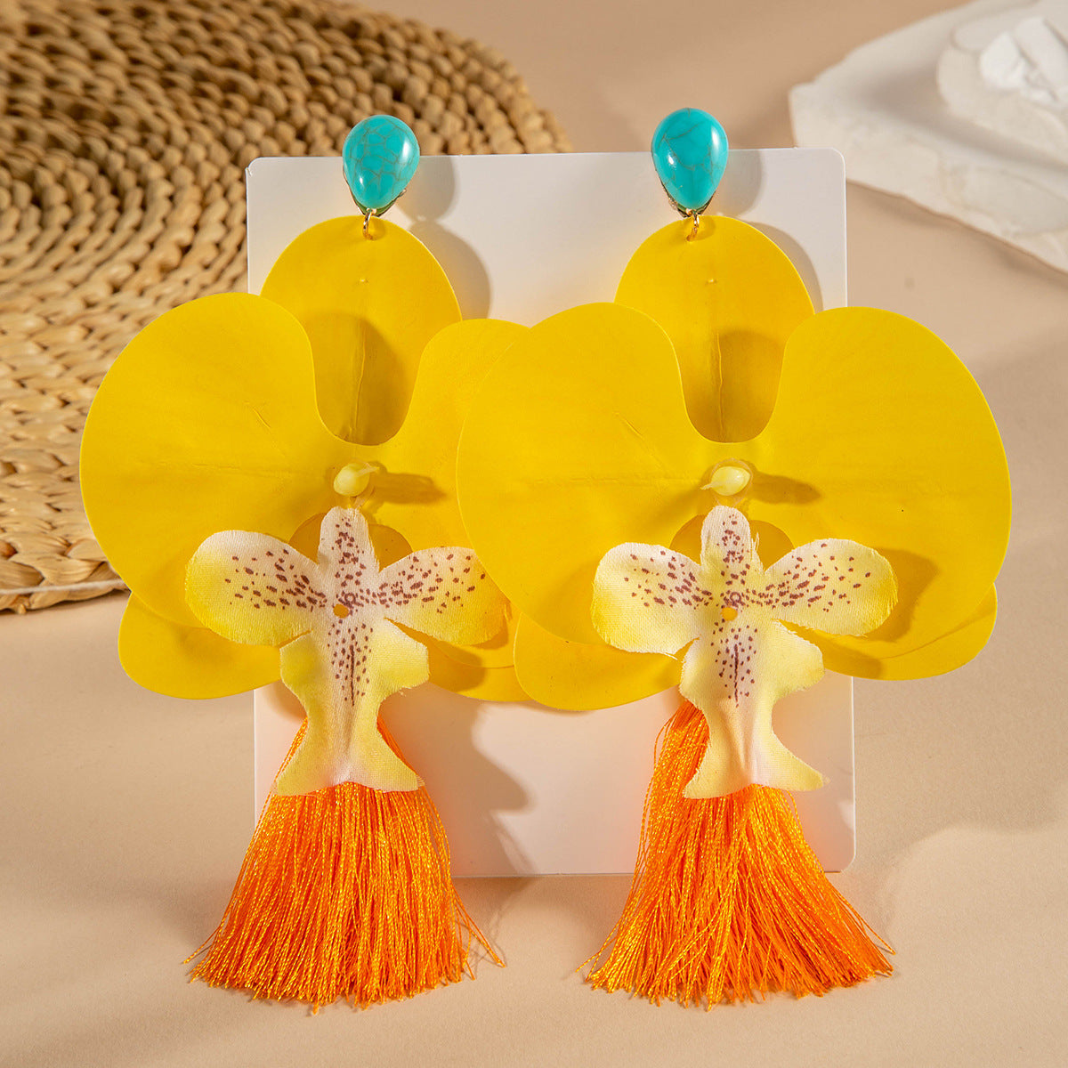 Colorful Orchid Flower Earrings Fresh Atmosphere