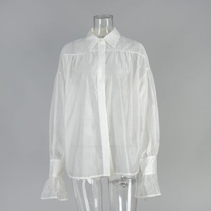 Lightweight Lantern Sleeve Blouse Elegant Casual Top