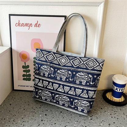 Canvas Tote Bag Vintage Style Printed Shoulder Bag