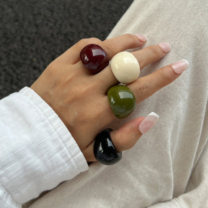 Colorful Resin Rings Geometric Design For Women