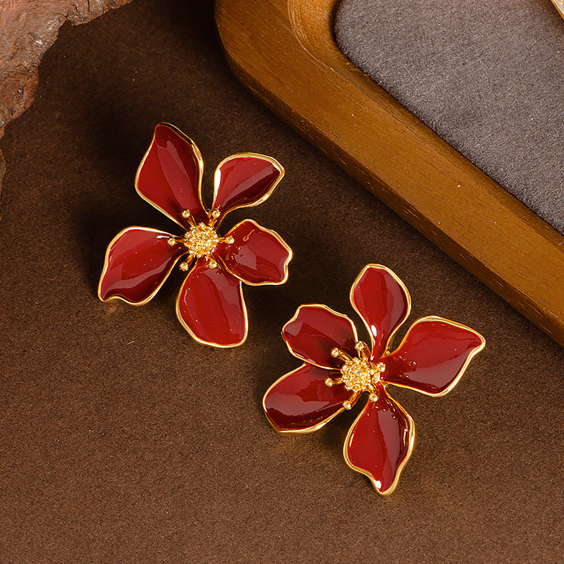 Floral Drop Earrings For Women Silver Studs Elegant Design