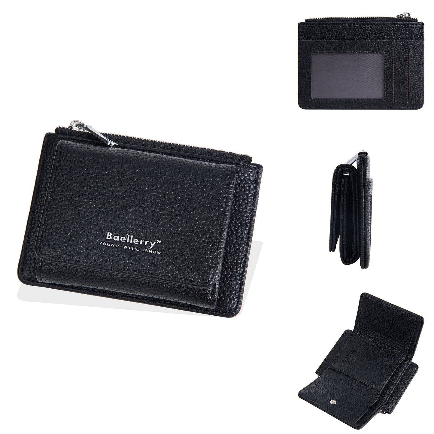 Zipper Solid Color Card Cases Wallets