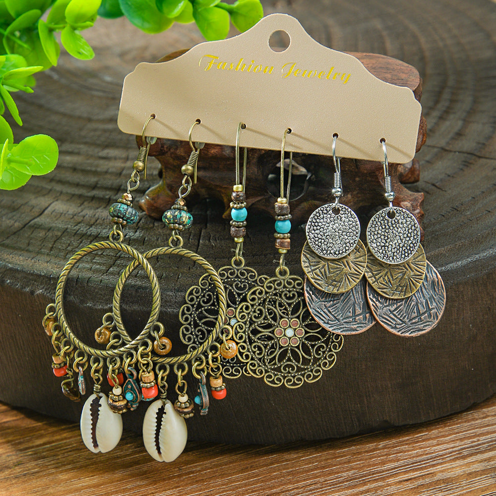 Bohemian Hollow Fringe Earrings Stylish Fishbone Design