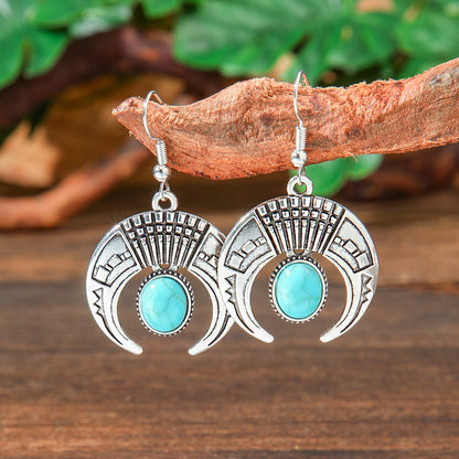 Bohemian Turquoise Teardrop Earrings Vintage Alloy Geometry