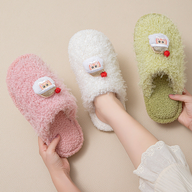 Fuzzy Fur Christmas Reindeer Indoor Slippers