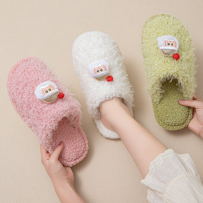 Fuzzy Fur Christmas Reindeer Indoor Slippers