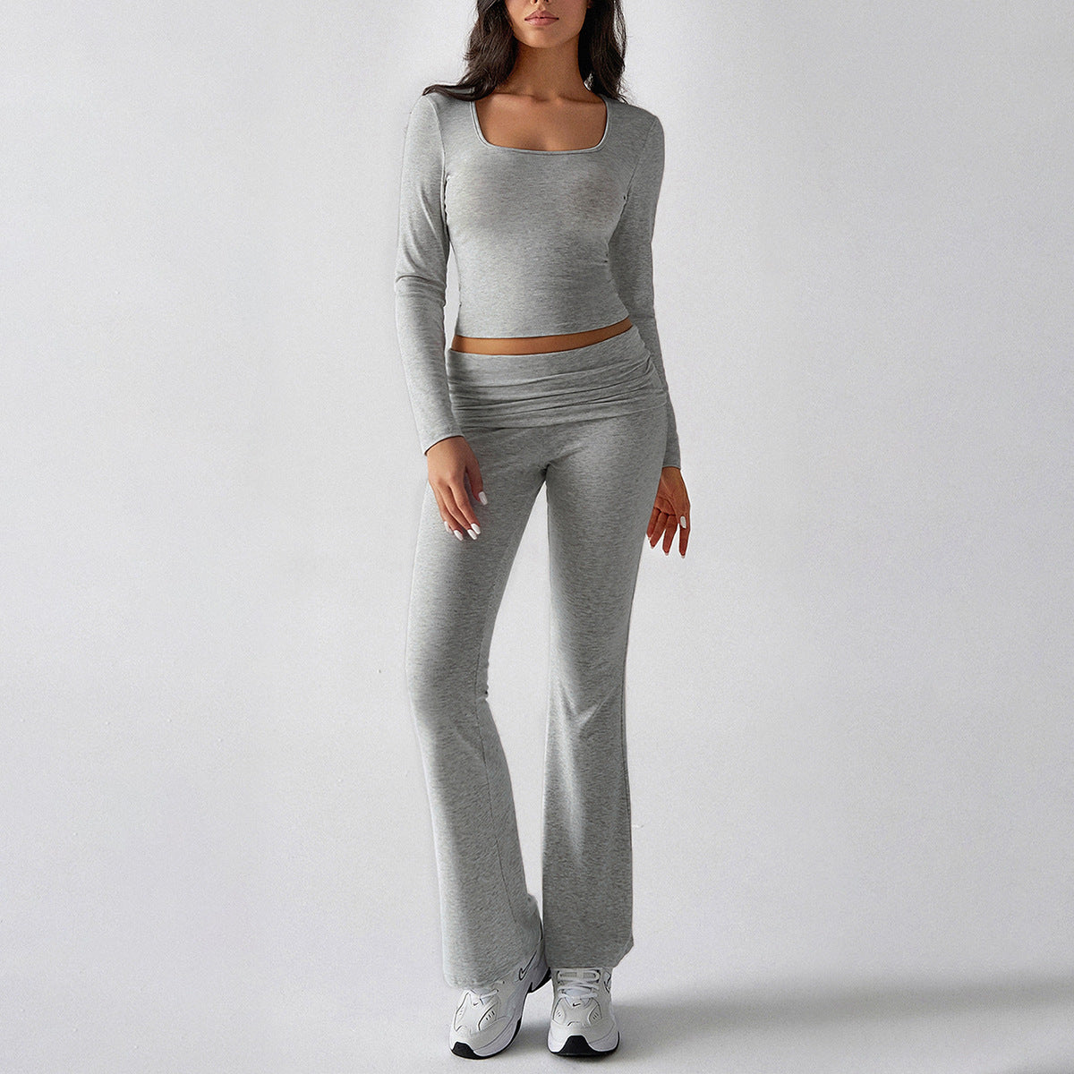 Casual Knit Long Sleeve Top and Pants Set