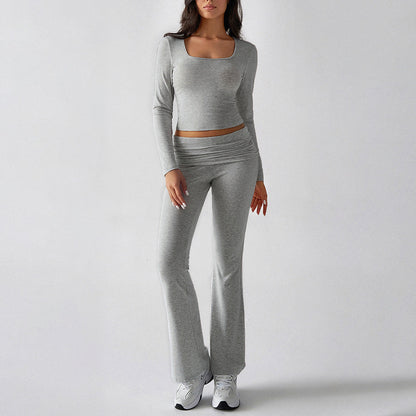 Casual Knit Long Sleeve Top and Pants Set
