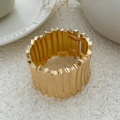 Statement Metal Wide Spring Bracelet Punk Style for Women