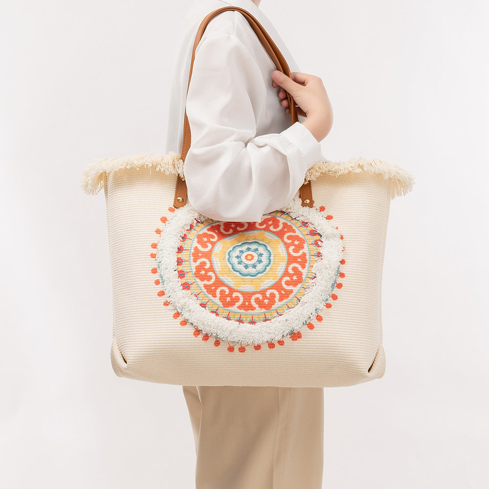Tassel Print Tote Handbags