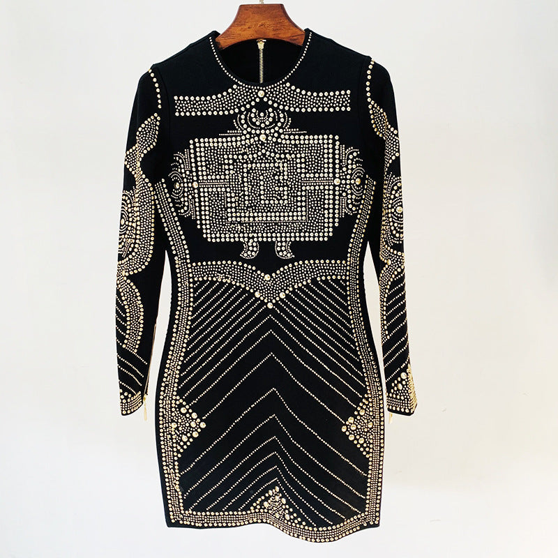 Metallic Sequin Bodycon Dress Long Sleeve
