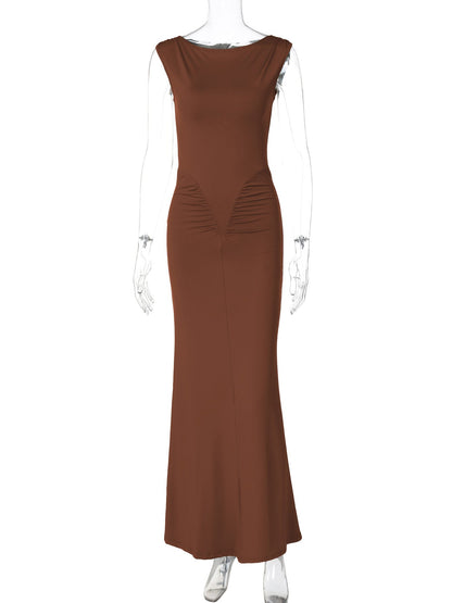 Stylish Solid Color Short Sleeve Dress for Women