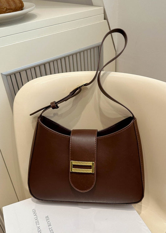 Minimalist PU Leather Shoulder Bag With Magnetic Closure