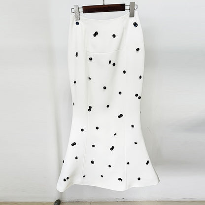 New Color-Blocked Sequined Blazer And Mermaid Skirt Set