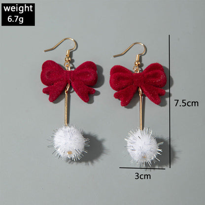 Red Velvet Butterfly Bow Floral Earrings Vintage Pearl Earrings