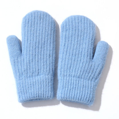 Simple Padded Knit Mittens Gloves