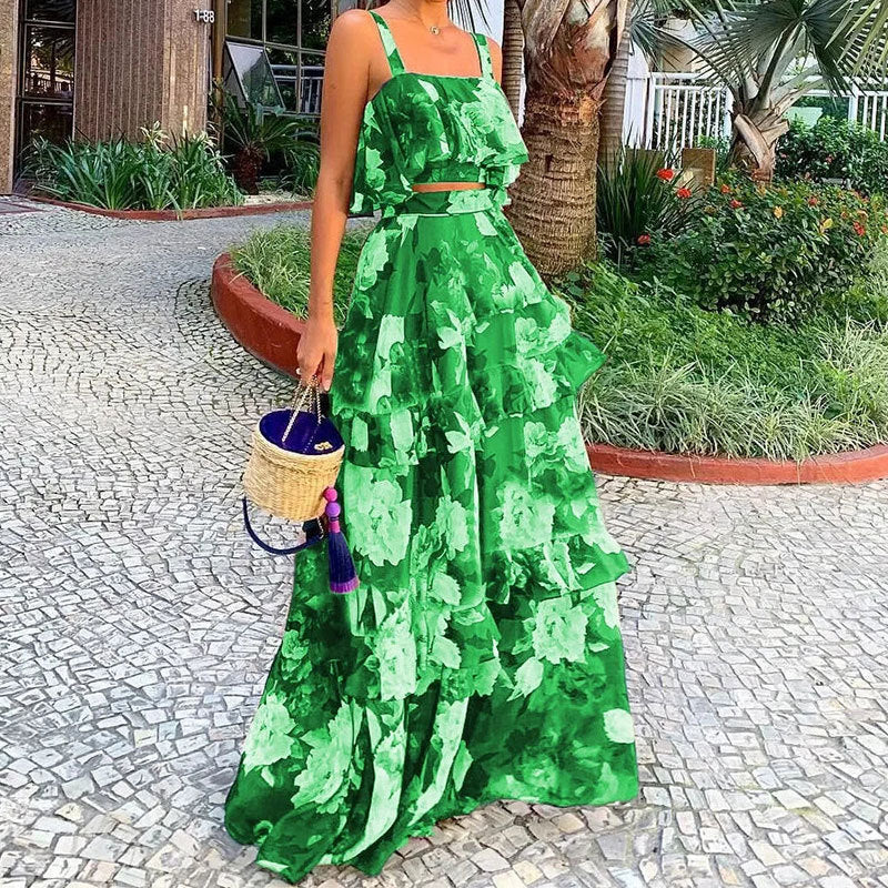 Floral Print Two-Piece Dress Set for Women