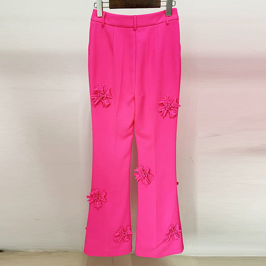 Floral Embellished Pants Stylish Casual Suit Trousers
