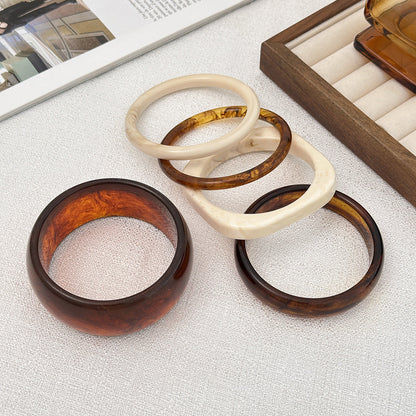 Irregular Geometric Ombre Acrylic Wide Bracelet Stylish Resin Thin Bangle