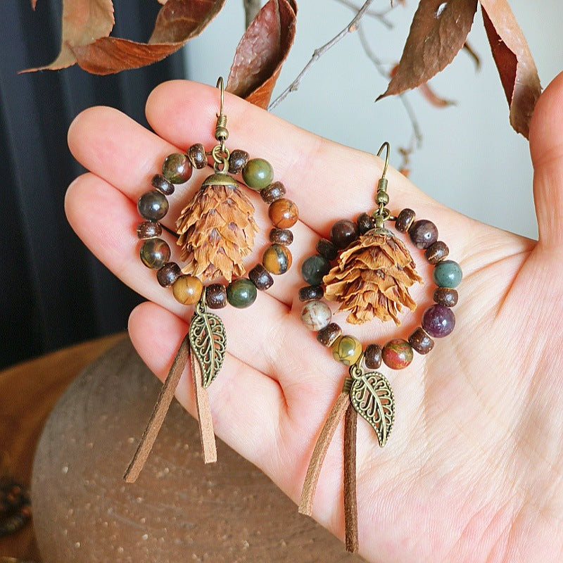 Bohemian Tassel Earrings Handmade with Dried Fruits