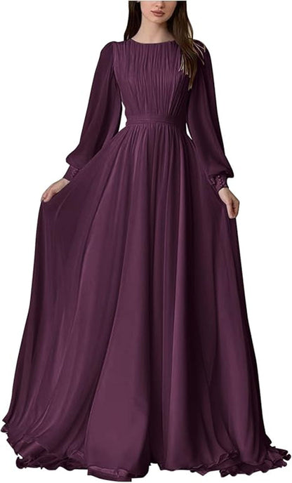 Elegant Long Sleeve A-Line Dress In White