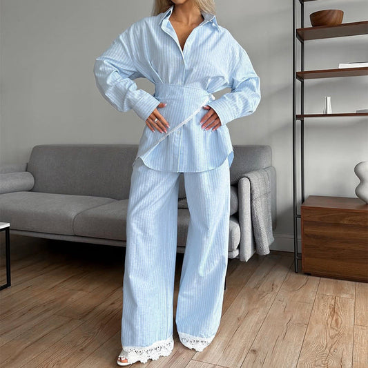 Layered Lace Stripe 3-Piece Set for Women