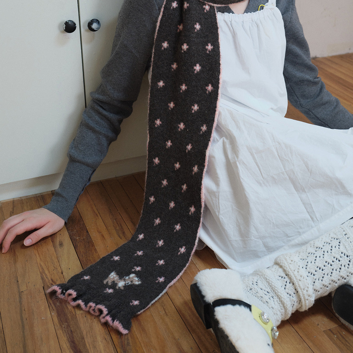 Cartoon Deer Knit Scarf Warm Acrylic Long Winter Scarf