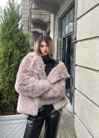 Suit Collar Fur Coat Premium Plush Material