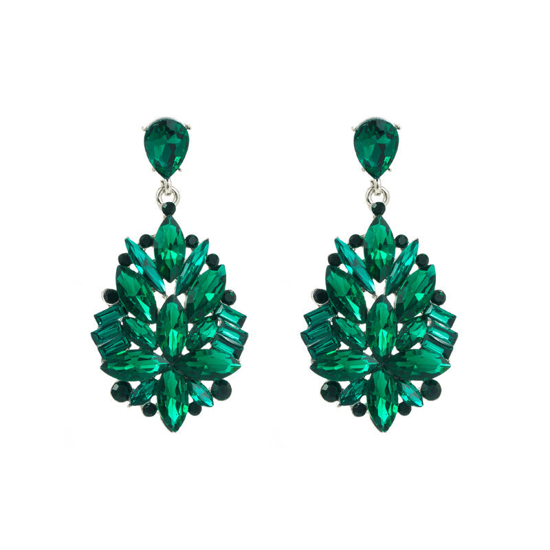 Trendy Floral Alloy Earrings With Rhinestones For Women