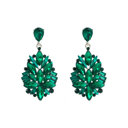 Trendy Floral Alloy Earrings With Rhinestones For Women