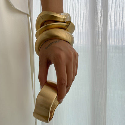 Fashionable Irregular Alloy Bracelet Set Luxurious Wide Band