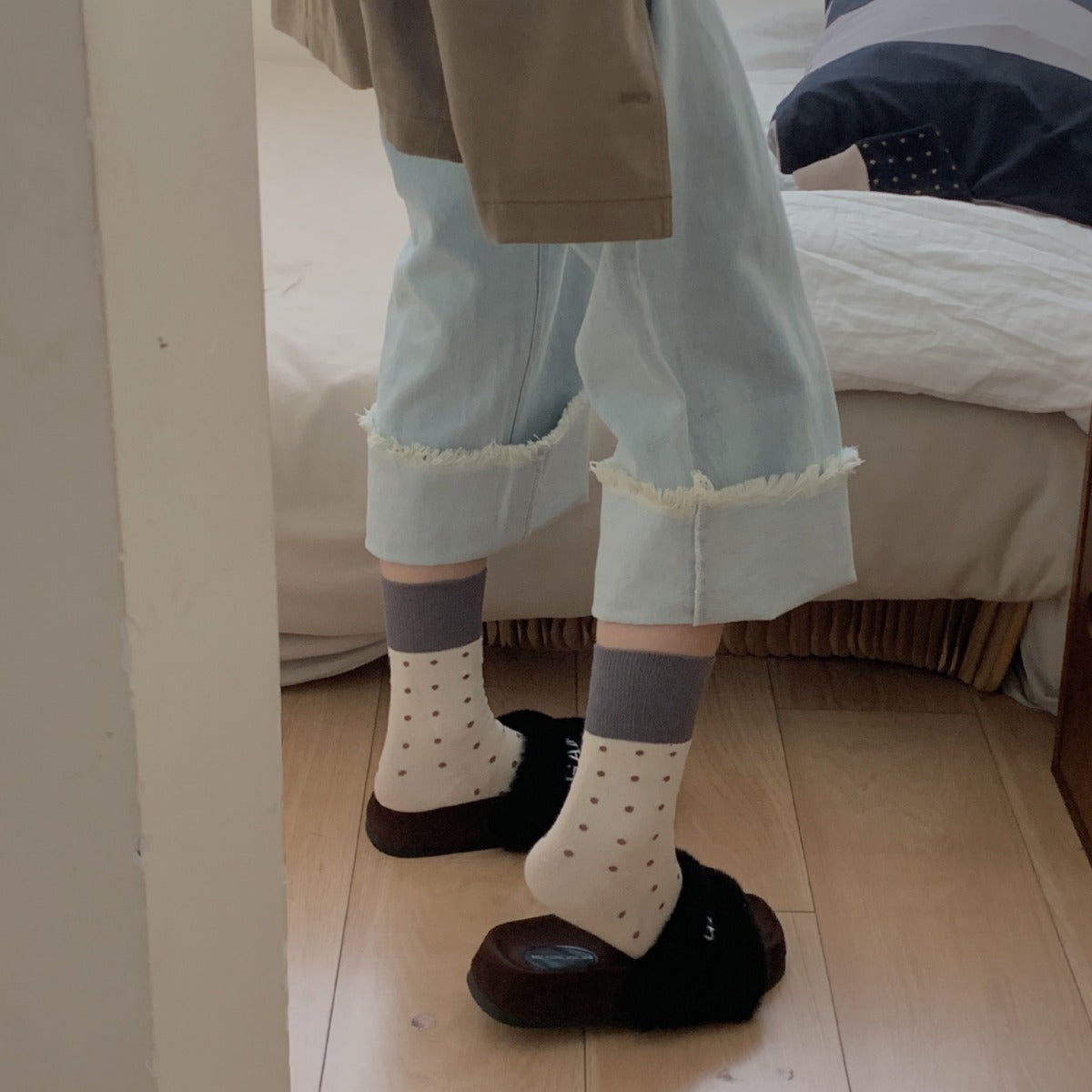 Rufia - Polka Dot Mid-Calf Socks for Autumn-Winter
