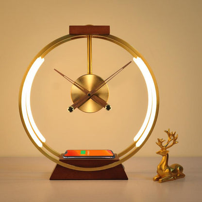 Creative Clock Lamp Modern Simple Bedroom Bedside Light Luxury Decoration Mobile Phone Intelligent Wireless Charging And Storage Lamp
