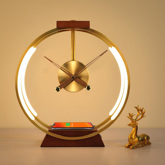 Creative Clock Lamp Modern Simple Bedroom Bedside Light Luxury Decoration Mobile Phone Intelligent Wireless Charging And Storage Lamp