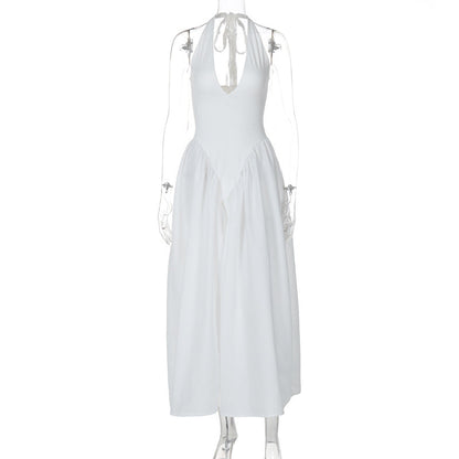 Deep V Lace Hollow-Out Maxi Dress Elegant Casual Dress
