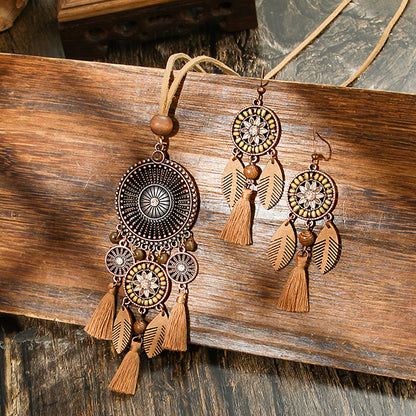Geometric Hollow Earrings And Necklace Set Bohemian Style
