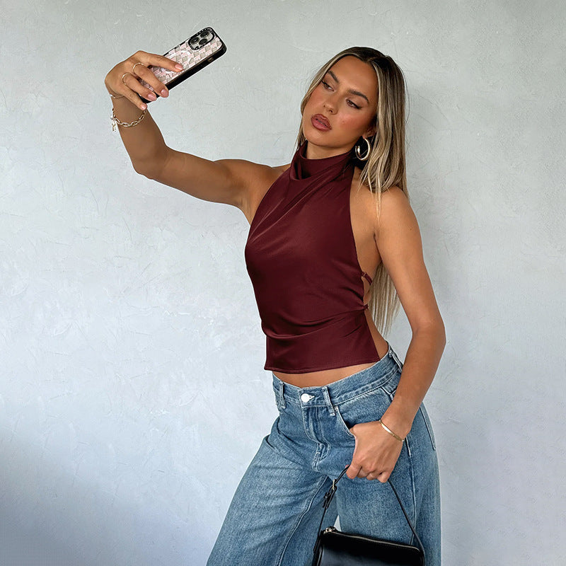 Satin Backless Top for Women Stylish Streetwear