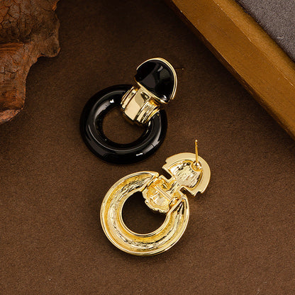 Geometric Circle Drop Earrings Retro Elegance With 925 Silver Pins